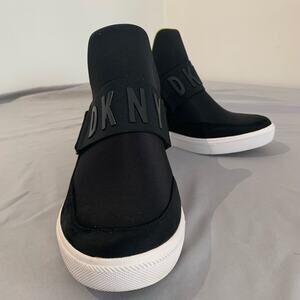 DKNY Black High Top Slip-On Sneakers Wedge Sock Style Women’s Size 10